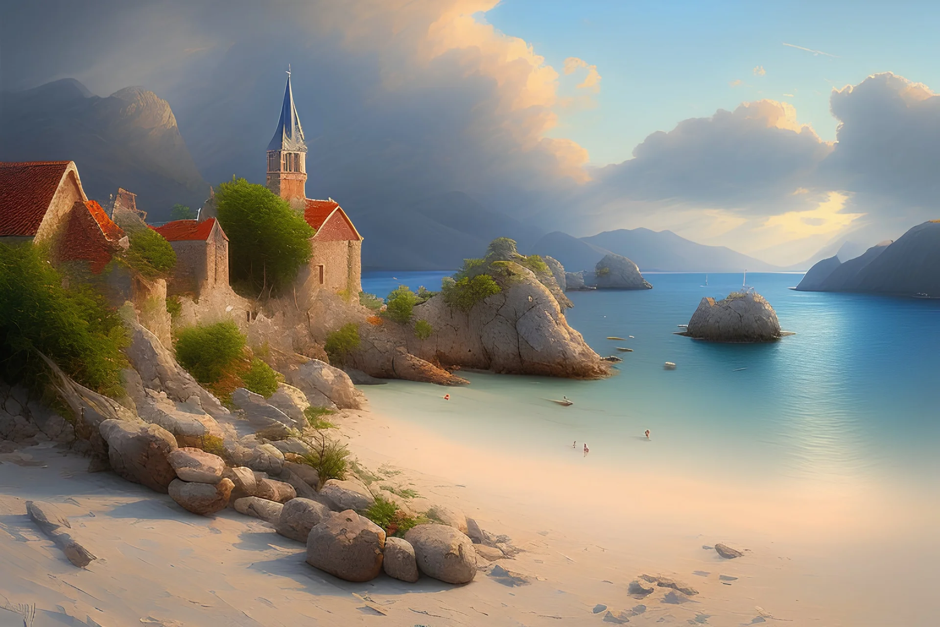 Peder Monk Monsted style, Croatia, Trstenik beach