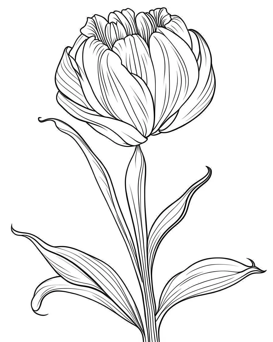 real massive Tulip flower coloring page