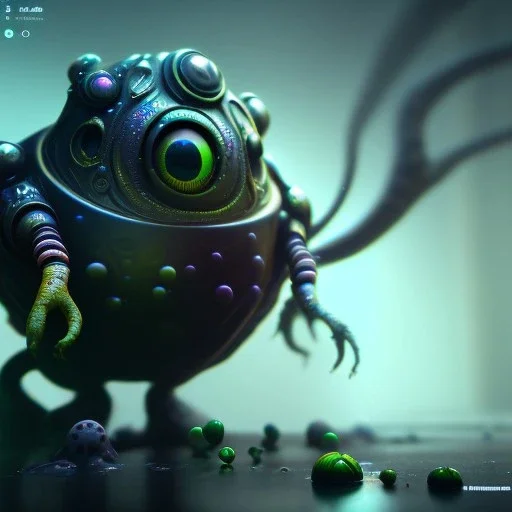 Cute fluid ink creature, big black eyes, unreal engine 5, 8k resolution, photorealistic, ultra detailed