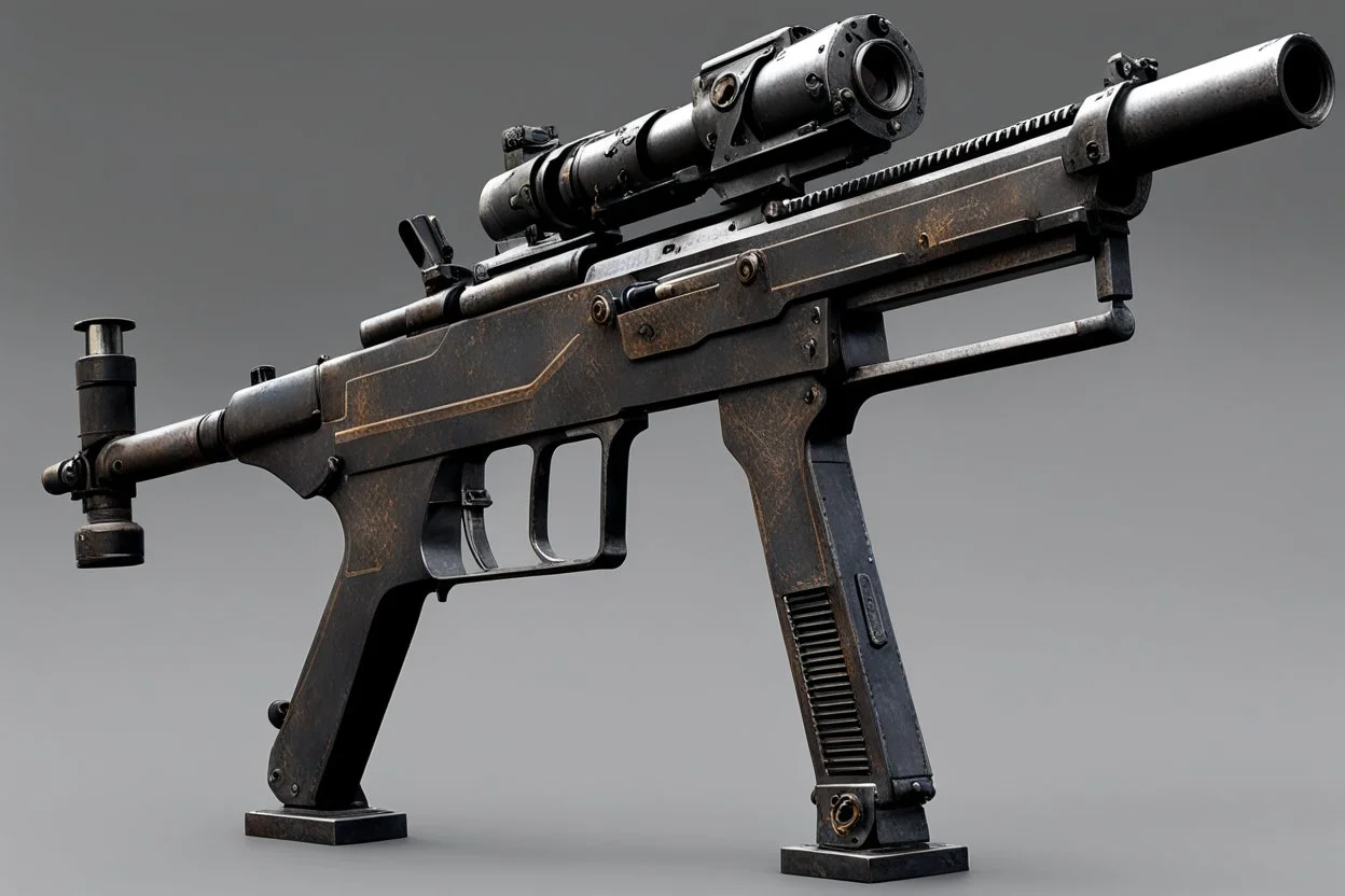 [demonic hell weapon] Crude top-fed General-purpose machine gun made-out of scrap metal, junks and a spare screwdriver. - flexible in ammunition choices but significant drawback in magazine sizes and choice of compatible optics.