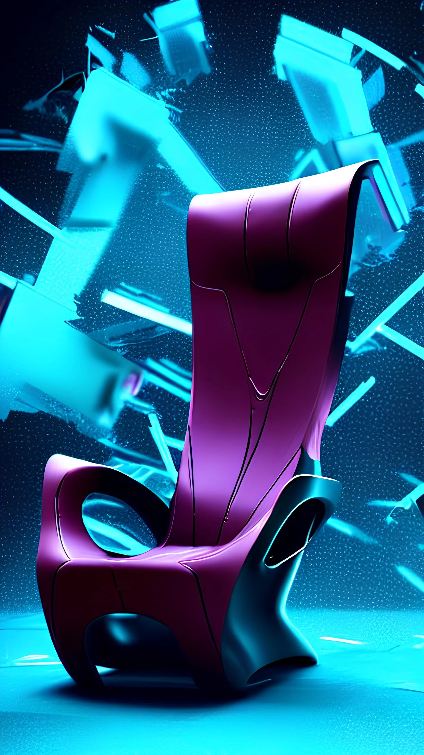 messy armchair, dynamic effect, futuristic