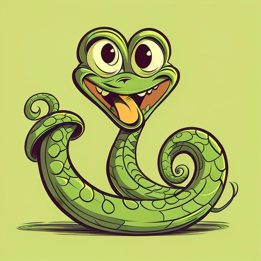 A snake in the shape of a funny cartoon character