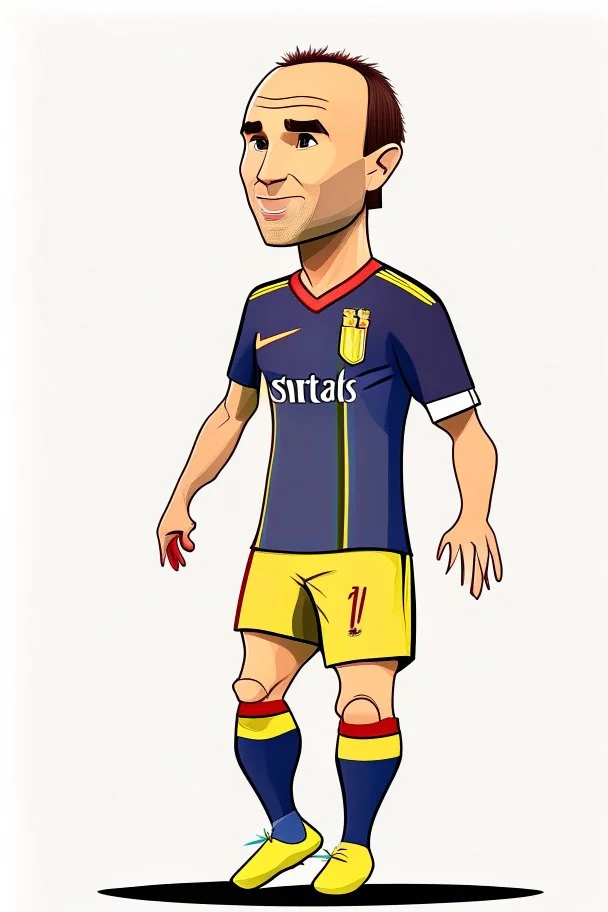 Andres Iniesta football player ,cartoon 2d