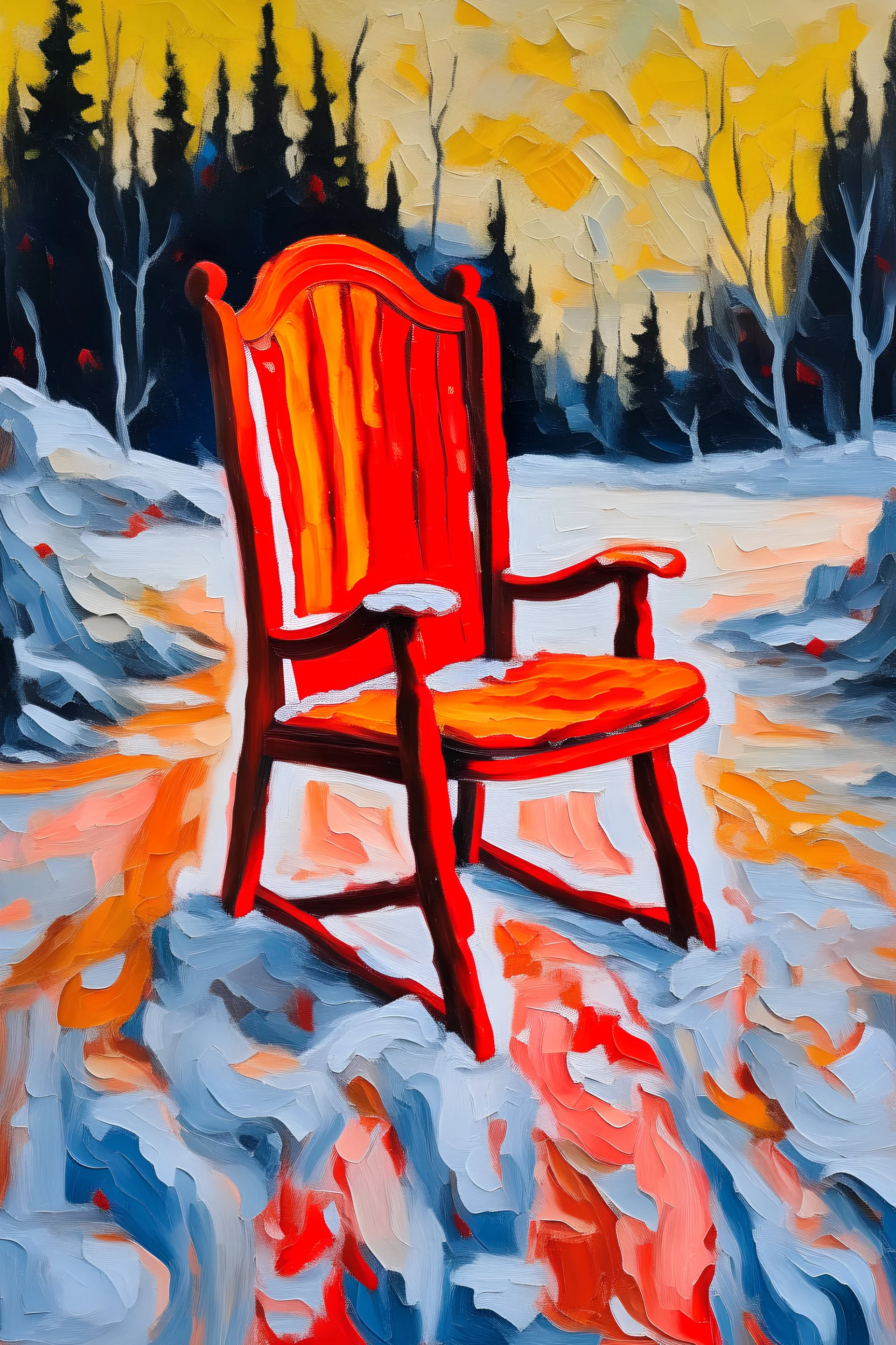 Hell and snow and chair oil paints style Anne Bremer