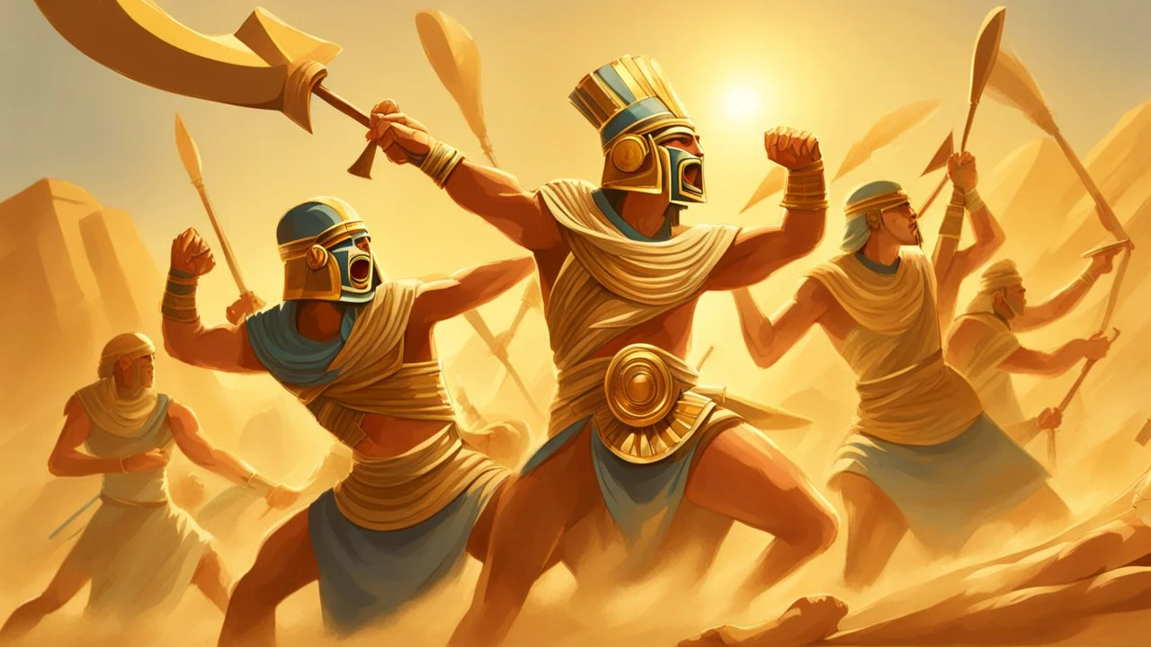 Pharaonic soldiers fighting in battle