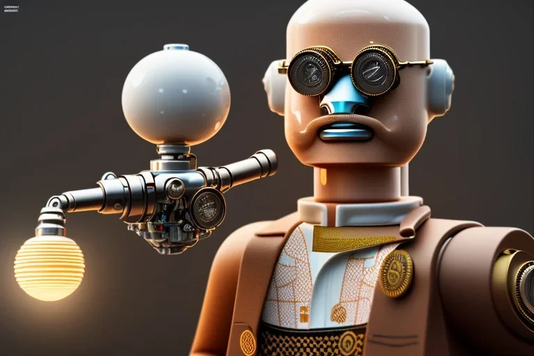 portrait of a bald and shaved Atul Bhardwaj building lego, steampunk, brown eyes, no facial hair, steampunk, unreal 5, octane render, cinema4d, dynamic lighting, soft lighting, 4k, redshift render, highly detailed, hyper realistic