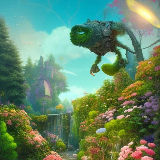 pixar style, volumetric summer garden environment and background, hyper realistic painting of Nike sneaker, looking excited, volumetric lighting, dramatic lighting, detailed digital painting, anime, ornate, colour-saturated colors, chaotic, small minutiae, tiny features, particulars, centered, smooth, sharp focus, renderman gofur render, 8k, uhd, detailed eyes, realistic shaded volumetric lighting, sunlight caustics, backlight, centered camera view