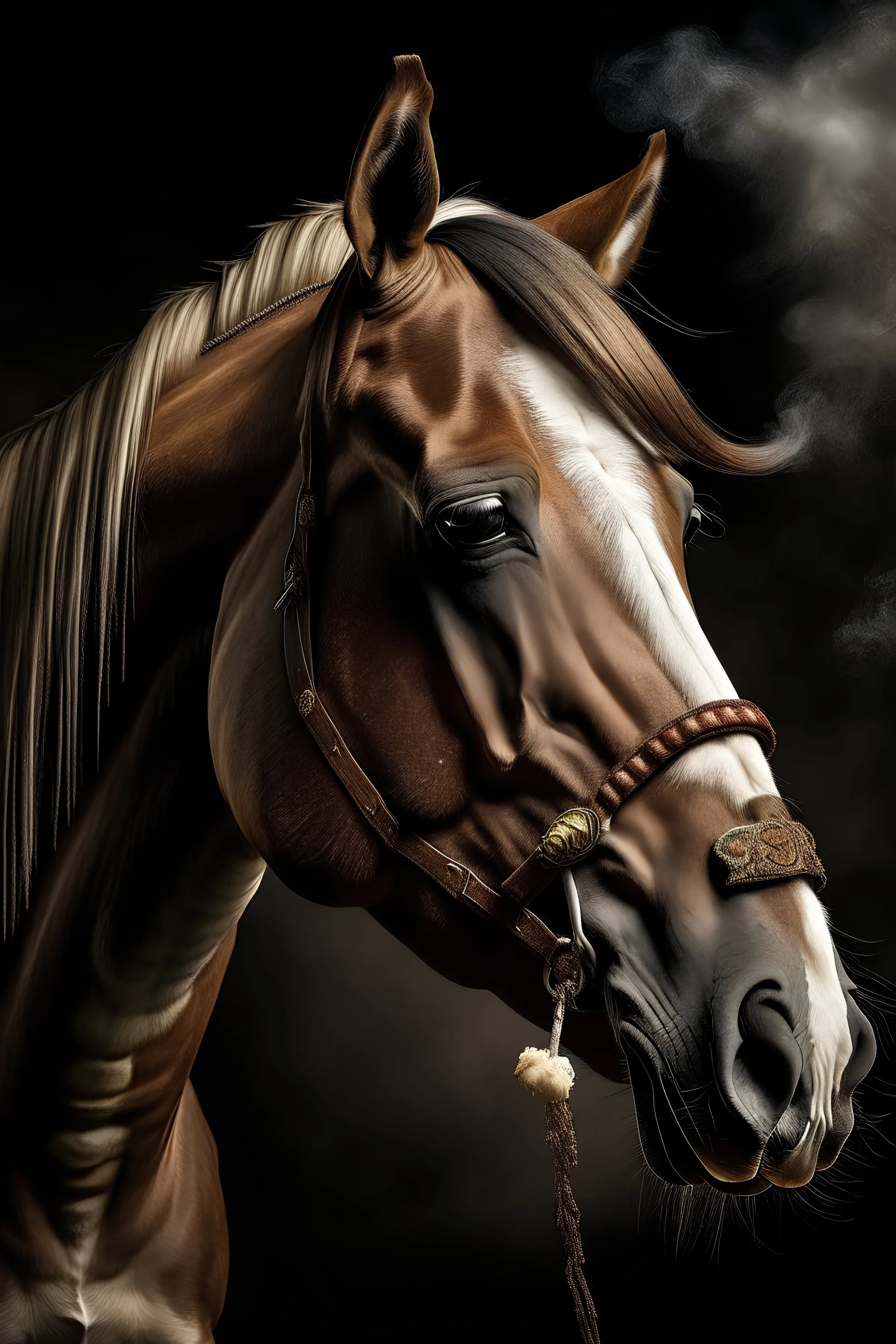 A dope looking horse smoking a cigar