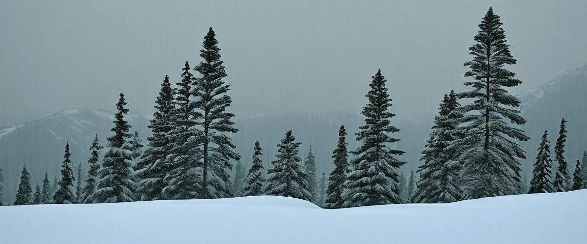 mountain range pine wood in the snow by Andrea del sarto