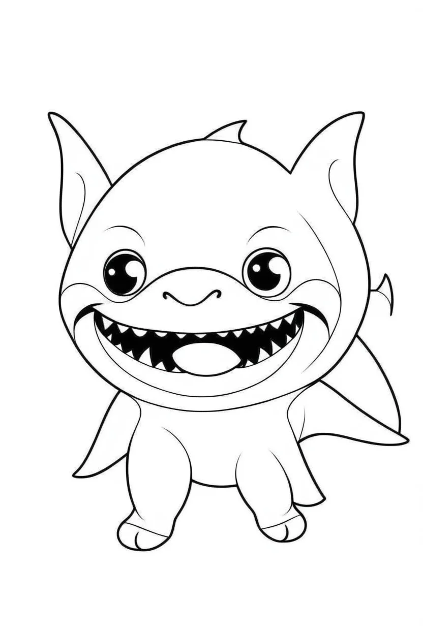 outline art for cute Shark coloring pages with sitch, white background, Sketch style, full body, only use outline, toddlers style, clean line art, white background, no shadows and clear and well outlined.