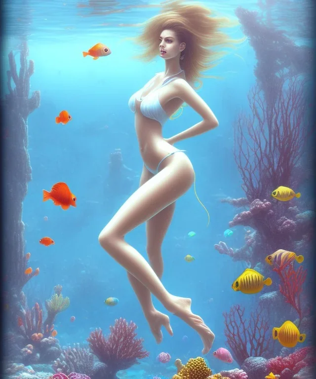 Underwater women Fish full image