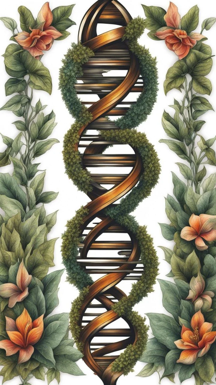 Color Logo tattoo DNA around it plants, white background, intricate details, highly detailed, high details, detailed portrait, masterpiece,ultra detailed, ultra quality