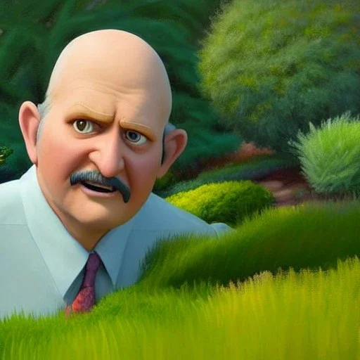 pixar style, volumetric summer garden environment and background, realistic painting of a Jim cramer, looking excited, detailed digital painting, extreme dense and fine fur, anime, ornate, colour-washed colors, elegant, small minutiae, tiny features, particulars, centered, smooth, sharp focus, renderman gofur render, 8k, uhd, detailed eyes, realistic shaded volumetric lighting, sunlight caustics, backlight, centered camera view