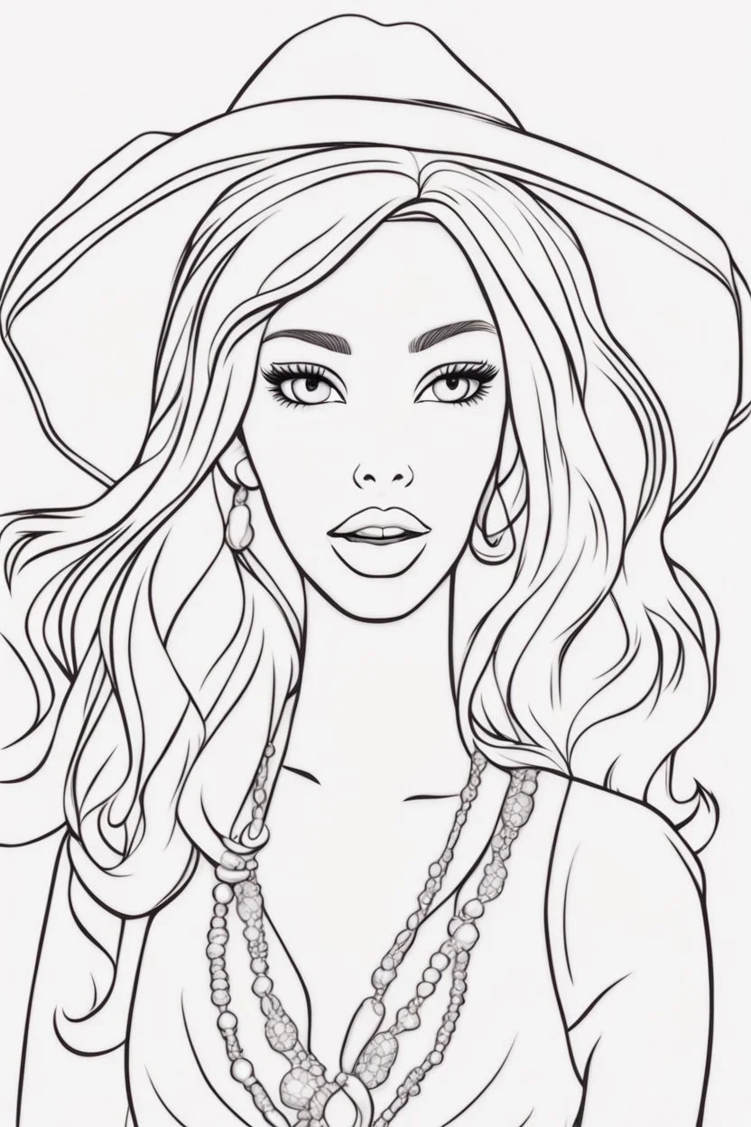 outline art for kids barbie coloring pages with barbie and ken, no background, sketch style, full body, only use outline, mandala style, clean line art, white background, no shadows and clear and well outlined. should look exactly like barbie