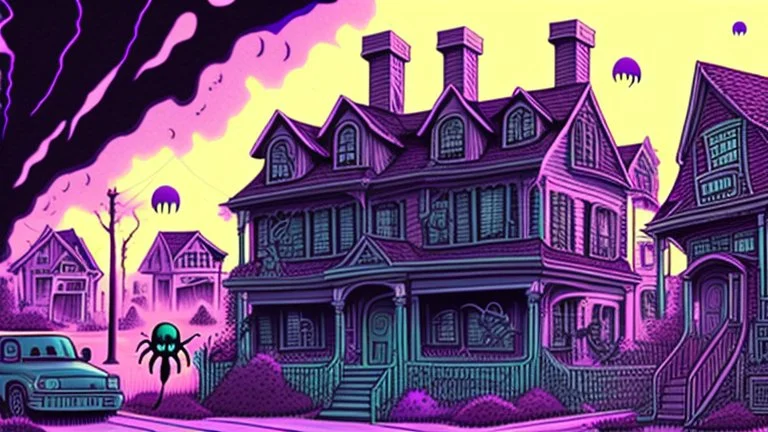 a lovecraftian group alien overlords attack neighborhood houses