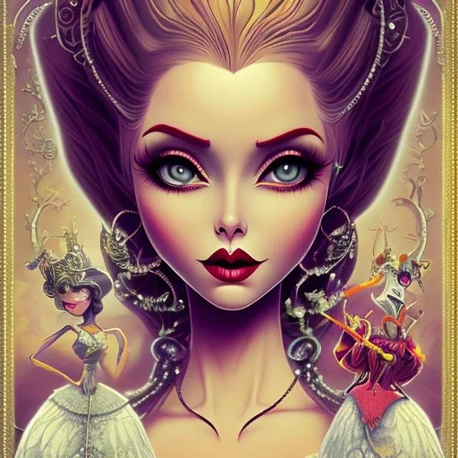 extrem tim burton style and disney style of the evil stepsisters, sharp focus, beautiful eyes