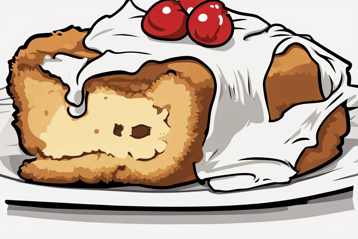 deep fried cheesecake bite, with a bite taken out clean vector style, bold outline