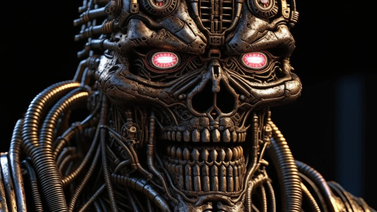 4k full detail, realistic, terminator vs Eddie iron maiden