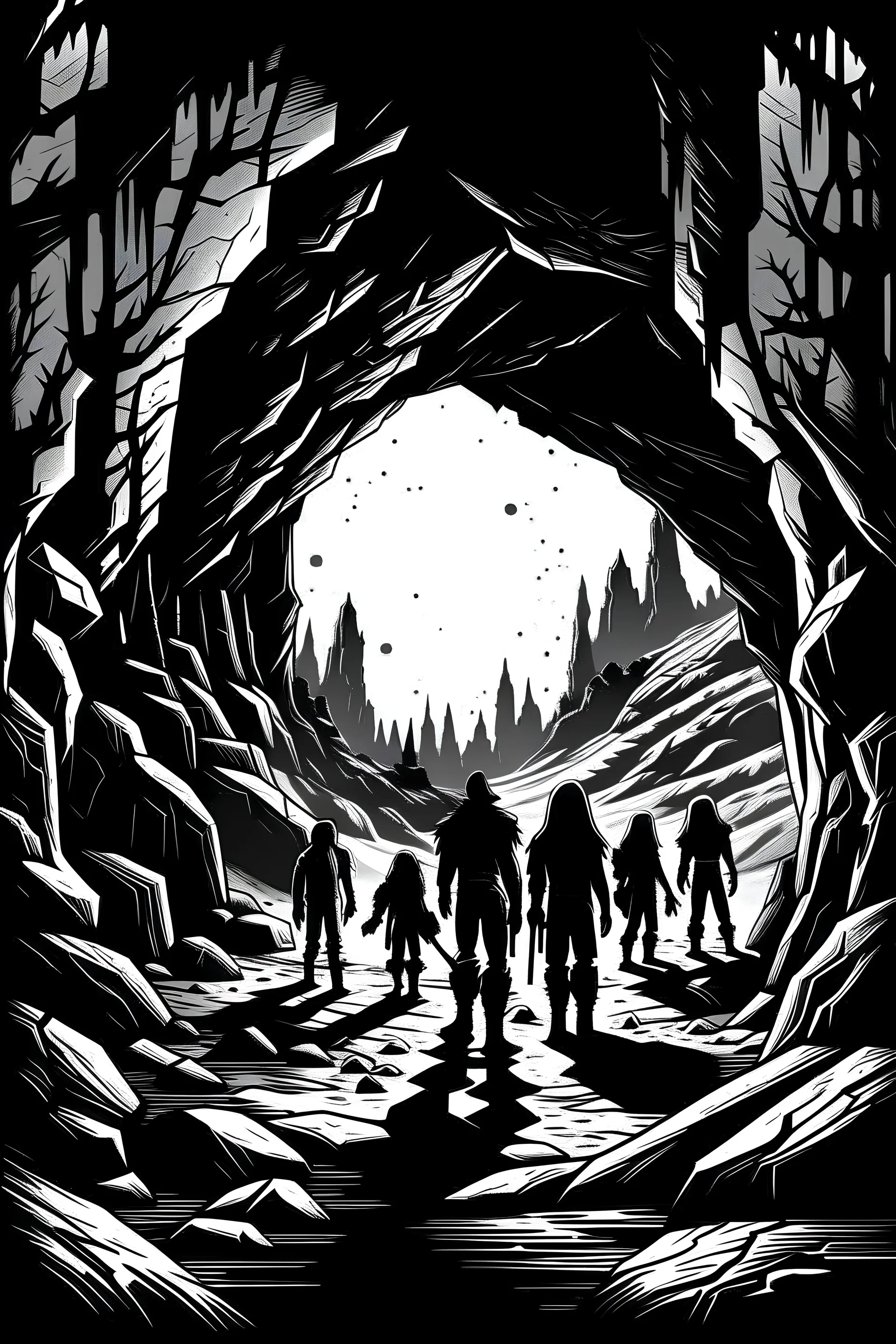 A black and white movie poster about a sunlight fearing race of beings who live in underground caves