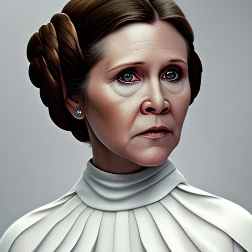 [[extrem stunning photorealistic carrie fisher as princess leia]] :: [[photorealistic brown eyes, short hair, head and shoulders portrait, 8k resolution photorealistic portrait by Greg Rutkowski, Artgerm, WLOP, hyperdetailed, intricately detailed, triadic colors]]