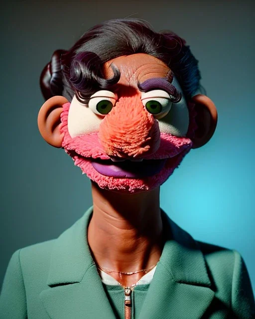 Portrait, hybrid character, waitress woman with monster muppet mask that covers her entire head, retro style, Sesame Street style, smooth, unreal engine 5, god lights, ray tracing, RTX, lumen lighting, ultra detail, volumetric lighting, 3d.