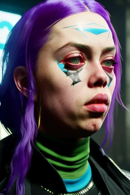 Billie Eilish, cyberpunk2077, booty, photorealistic, 2k