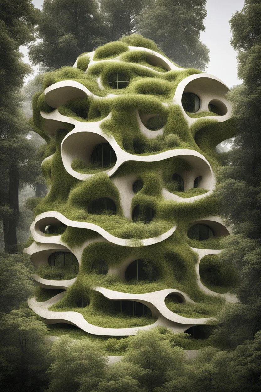 impossible geometry giant organic vegetal building