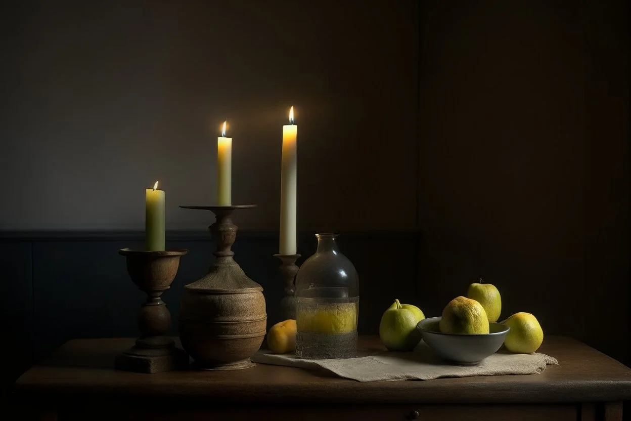 Still life on a table in the style of Vilhelm hammerschoi
