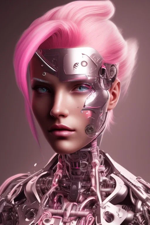 cyborg, pink hair,seven