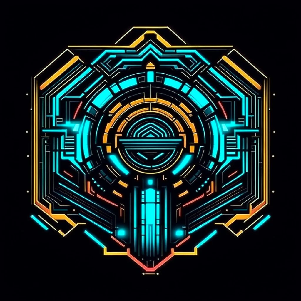 cyberpunk retro futuristic police symbol for comics