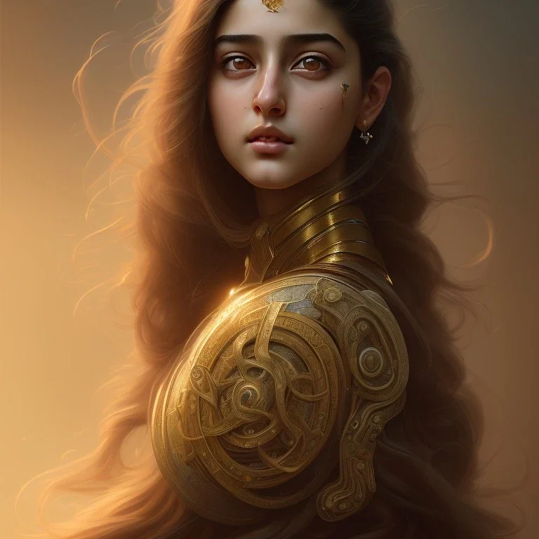 ananya pandey , cute, beautiful, long hair, wavy hair, black eyes, head and shoulders portrait, cinematic, 8k, resolution concept art portrait by Greg Rutkowski, Artgerm, WLOP, Alphonse Mucha dynamic lighting hyperdetailed intricately detailed ,golden hour, face closeup ,snake goddess