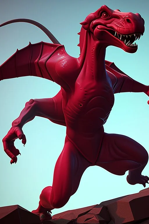 Jersey Devil Dinosaur,concept art, art station, 3d, photo studio, blue clean background, unreal engine 5, ray tracing, RTX, lumen lighting, ultra detail, volumetric lighting.