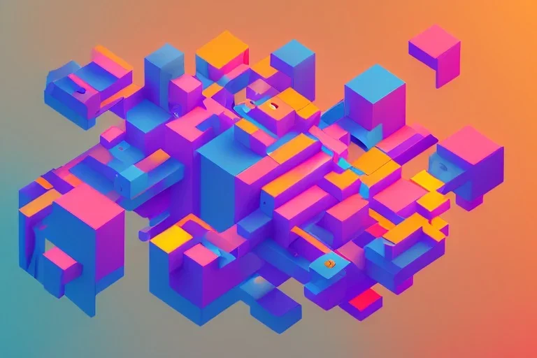 3D colorful geometric installation, simplistic, studio lighting, C4D, 16k, Behance, Artstation, centered, top down camera, vibrant