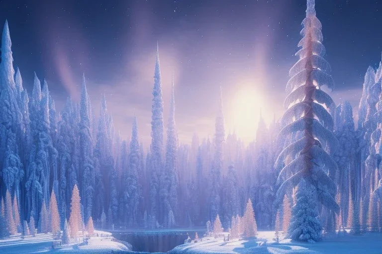  white and gold crystal castle，waterfall, winter snow flakessnow, northern Lights, full of details, smooth, bright sunshine，soft light atmosphere, light effect，vaporwave colorful, concept art, smooth, extremely sharp detail, finely tuned detail, ultra high definition, 8 k, unreal engine 5, ultra sharp focus