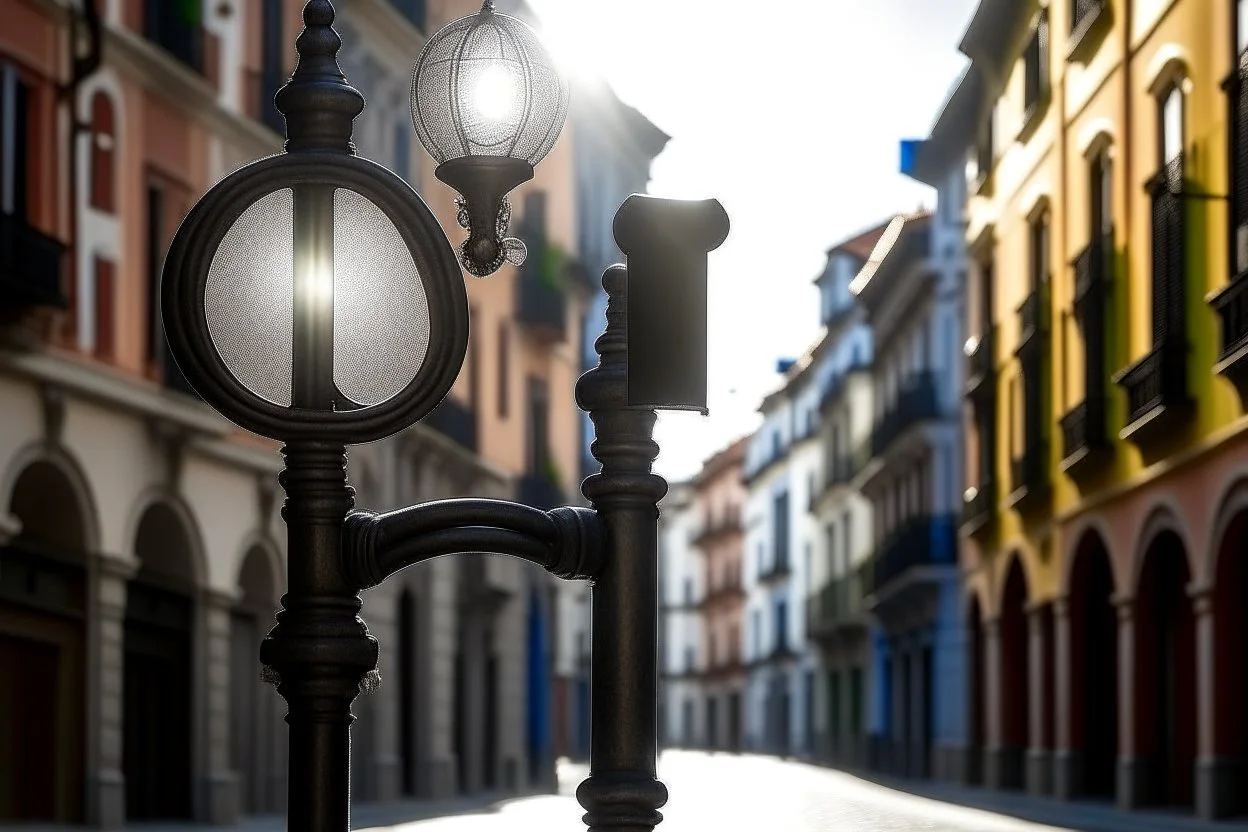 Símbolo de tener una idea con un calle de una ciudad española de fondo