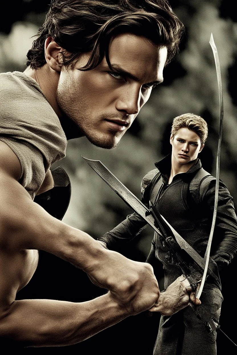 hot man fighting in the hunger games