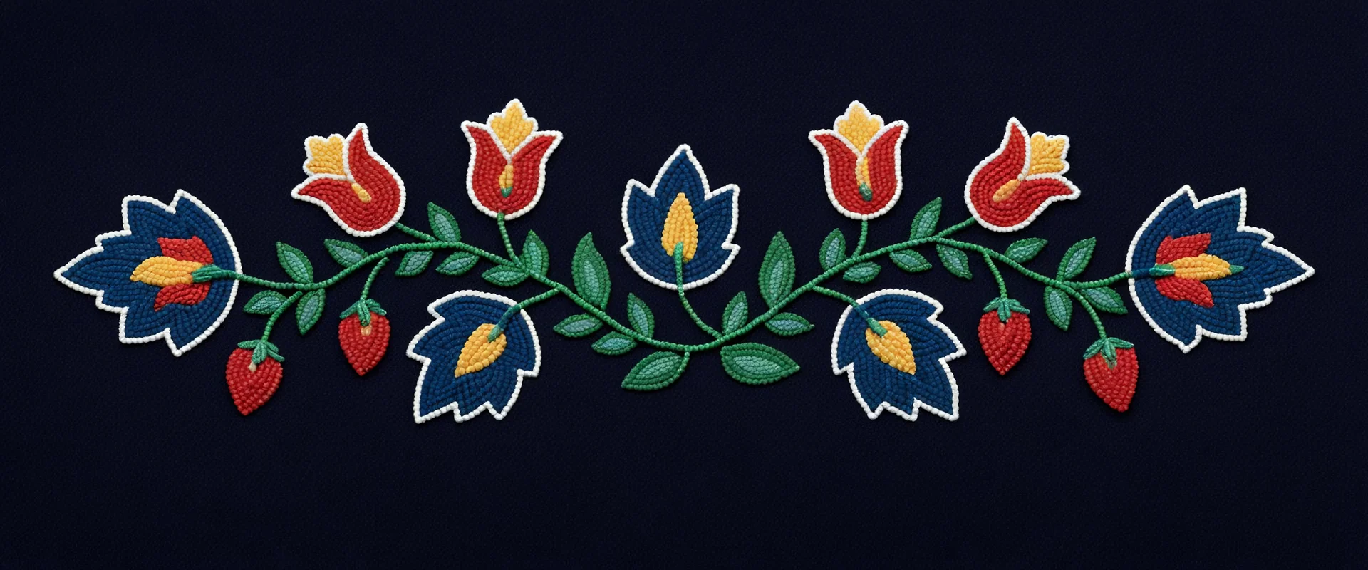 Cree beaded flowers and leaves