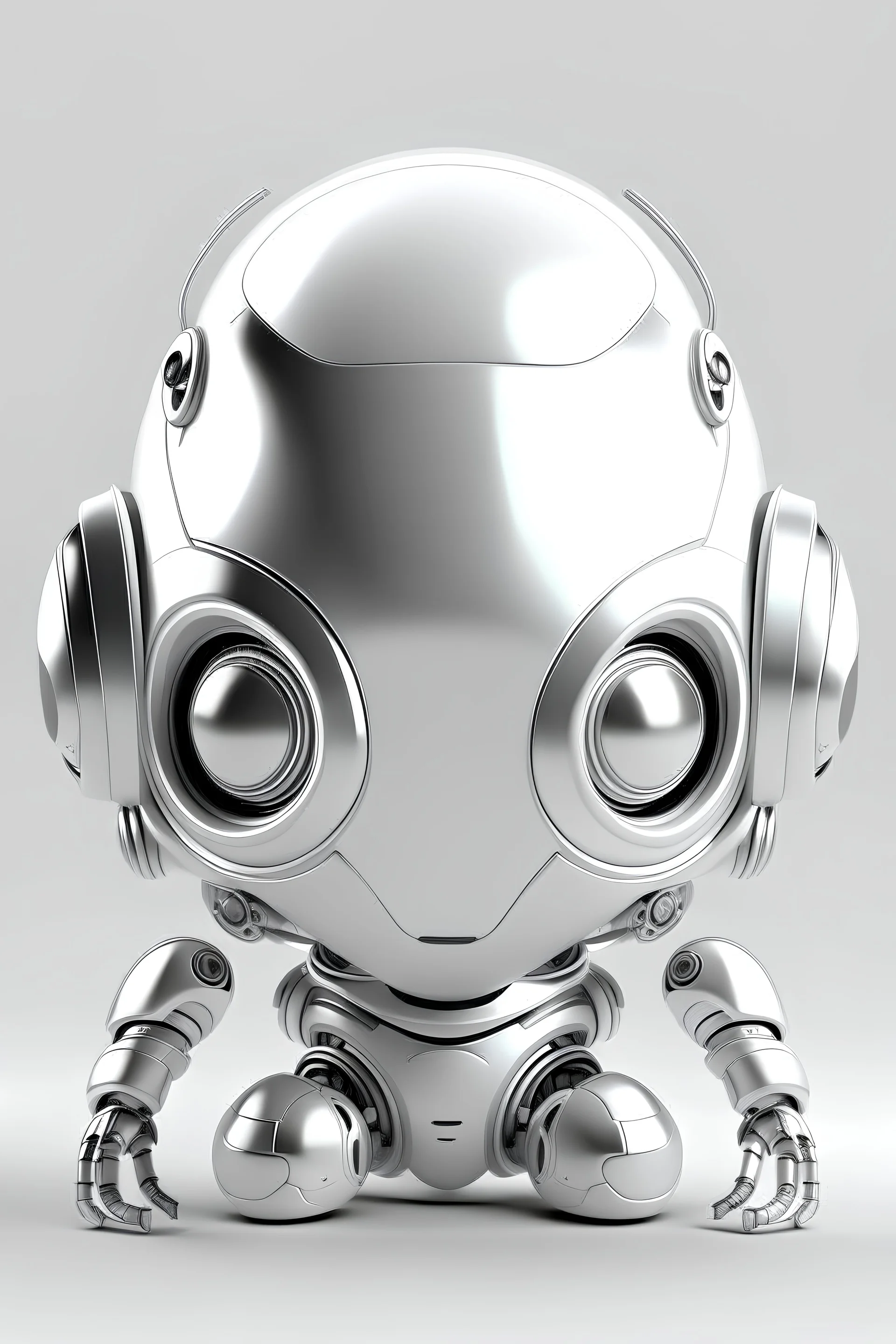 a head of futuristic stylish and kind white and silver robot in cartoon 3d style