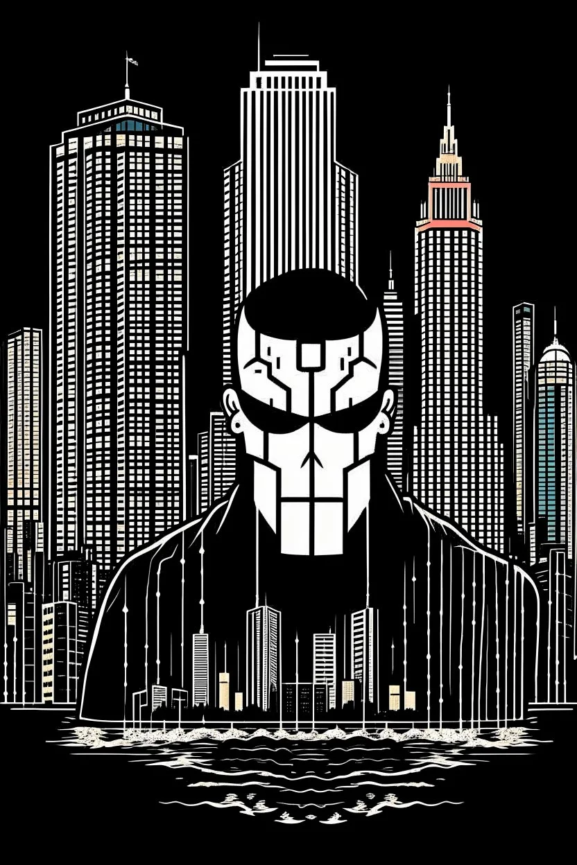 punisher sku;; city in the style of Hiroshi Nagai