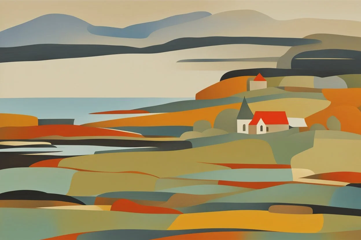 abstract landscape of iona in the style of Arne hiersoux