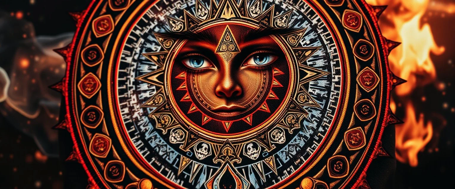 close up portrait of a double mirror soul gate oracle on t-shirt