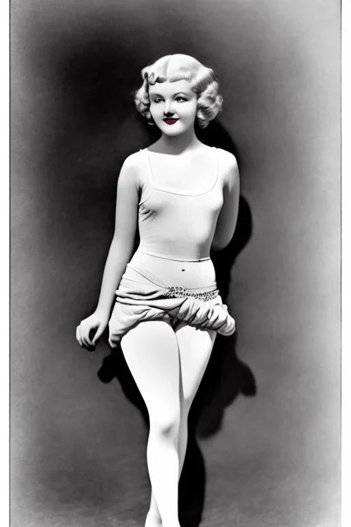 Ziegfeld Girl with short hair on leggings