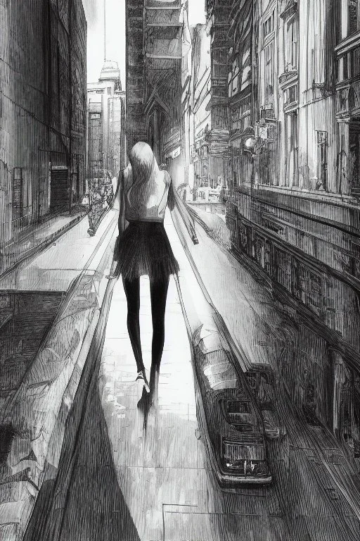 street, god walking, model style, hyper realistic, accurate, delicate, extremely detailed, Graphic novel style, wide-angle, front view, open aperture, superfine pencil