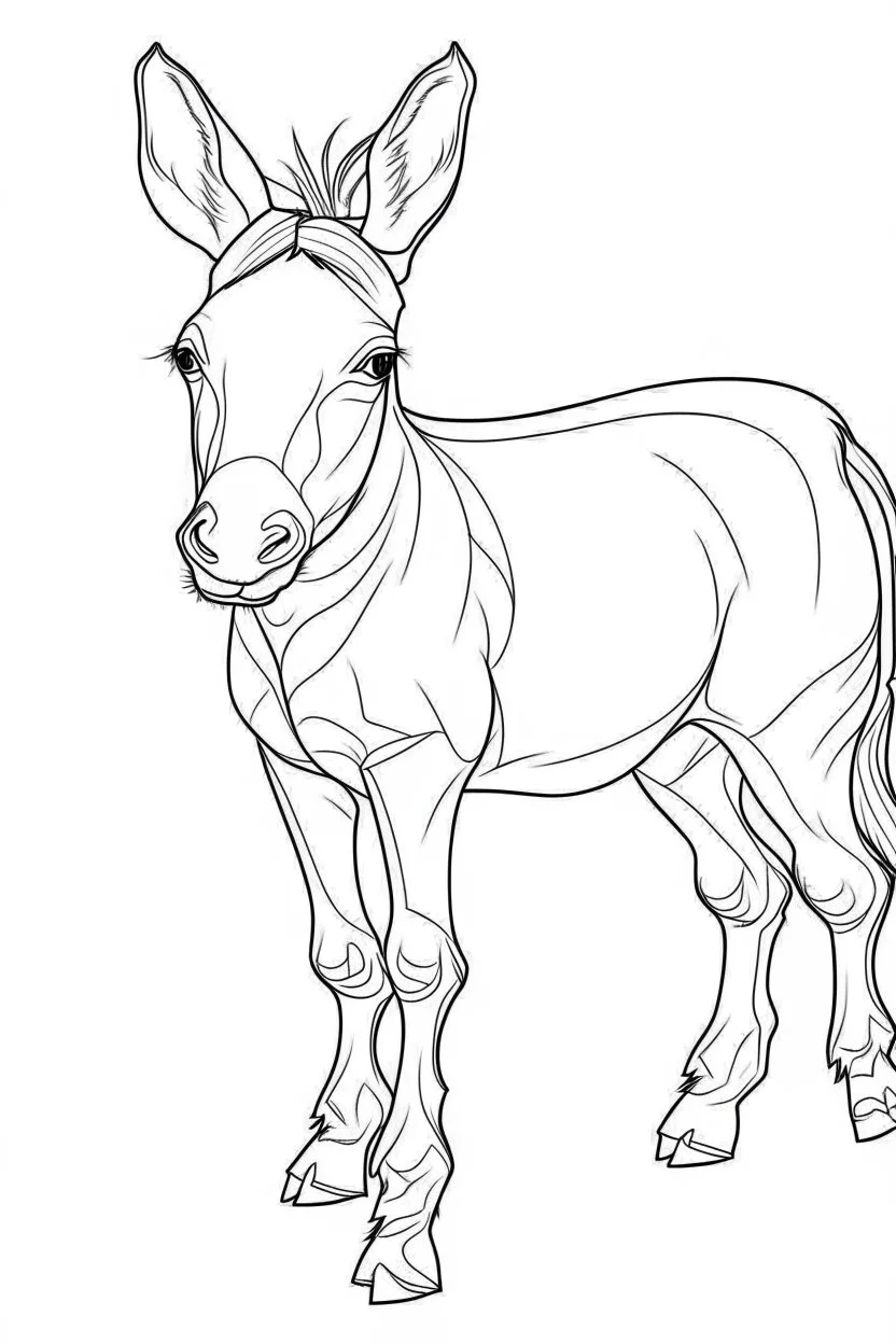 outline art for Colt (Donkey) coloring pages with sitch, white background, Sketch style, full body, only use outline, toddlers style, clean line art, white background, no shadows and clear and well outlined.