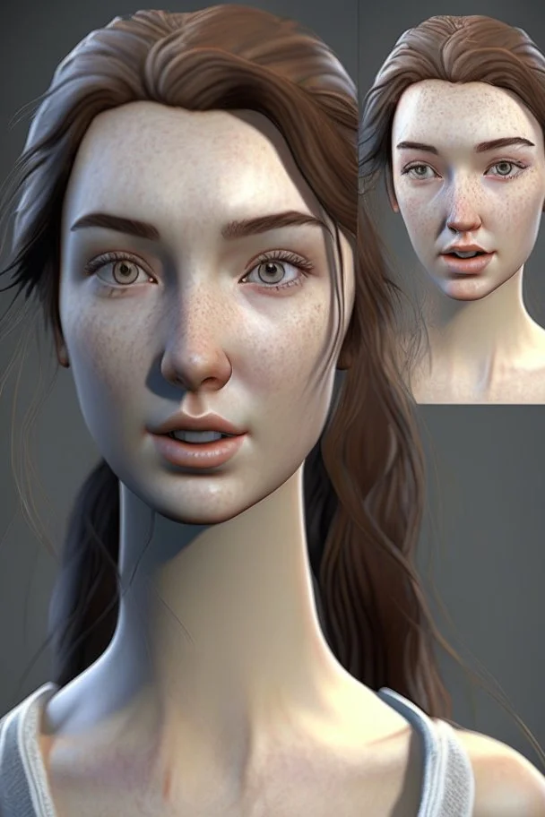 beautiful female realistic 3d character for Animation model sheet for 3d modeling art station