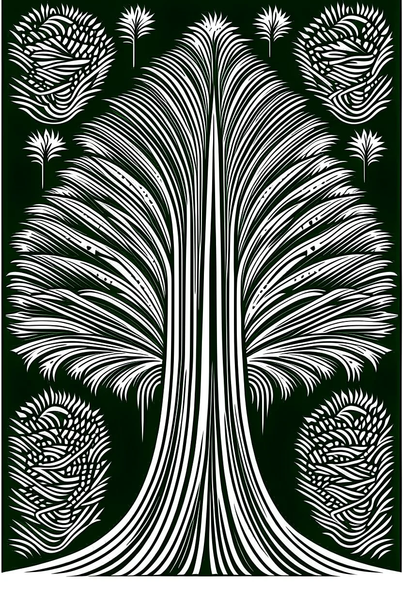 stylized spruce tree in the style of art deco