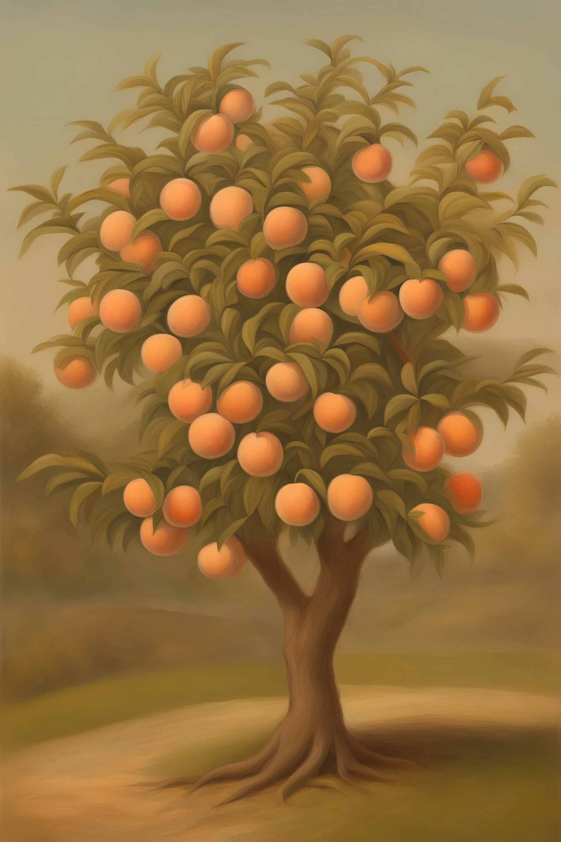 a painting of a peach tree