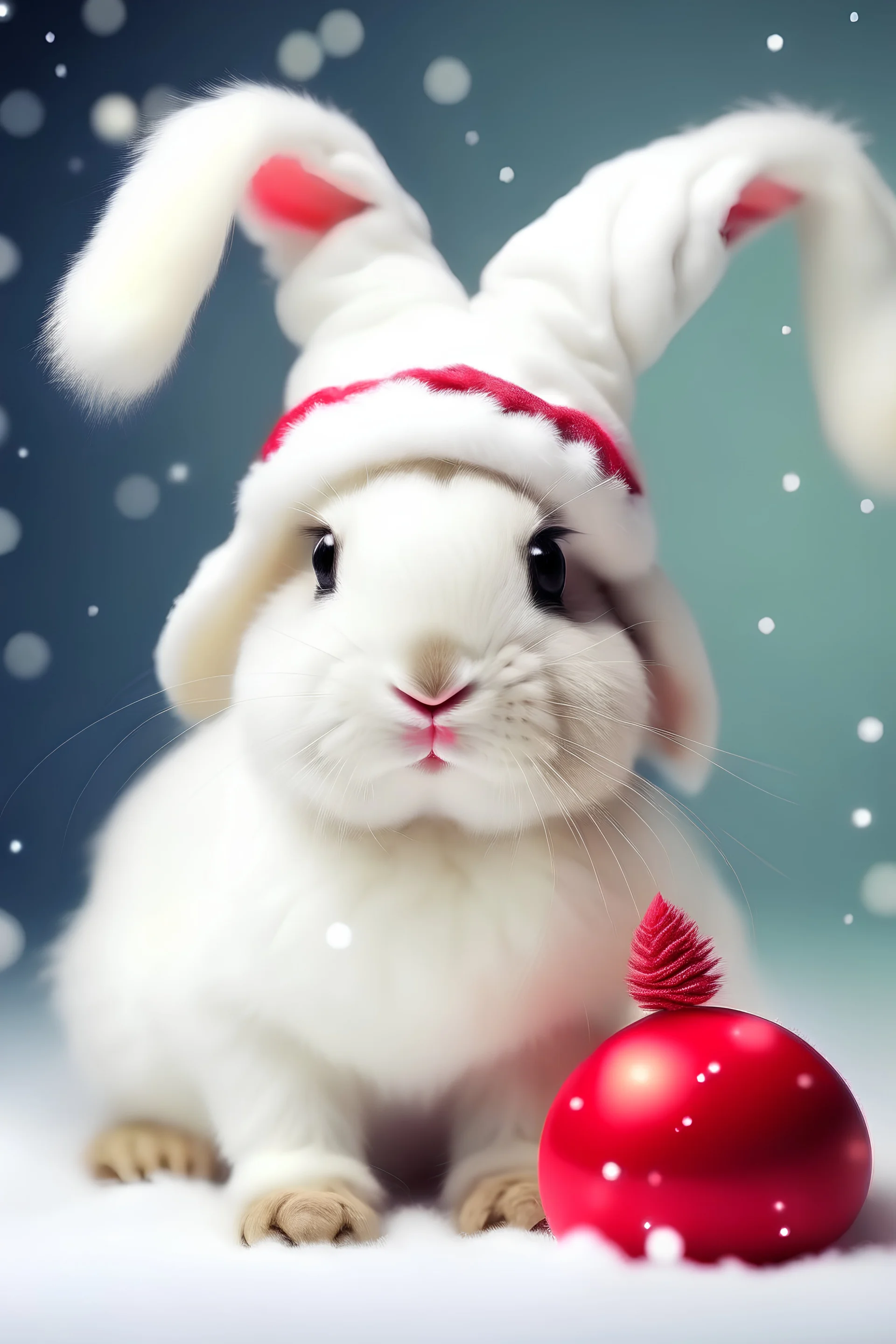 happy christmasrabbit whit a christmashatt