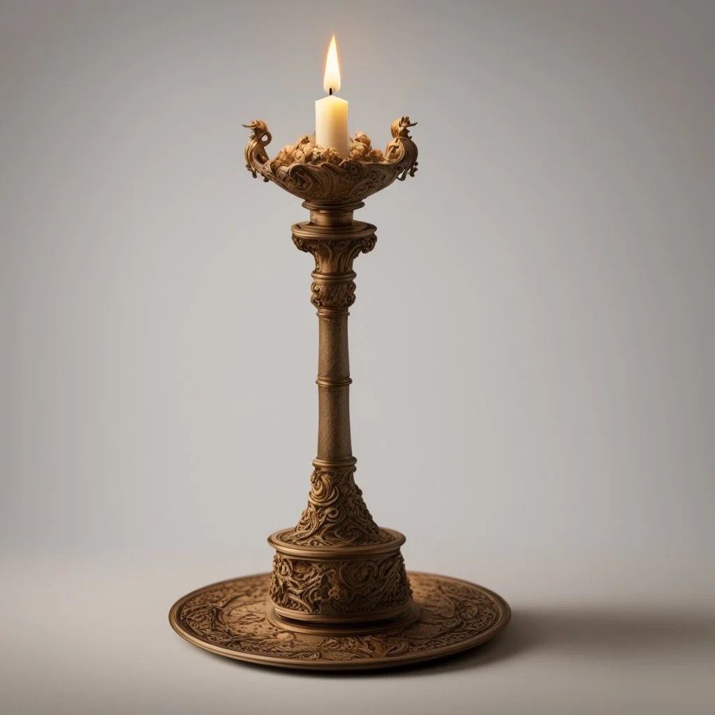 From the film “Beauty and the Beast” the candlestick on a light background