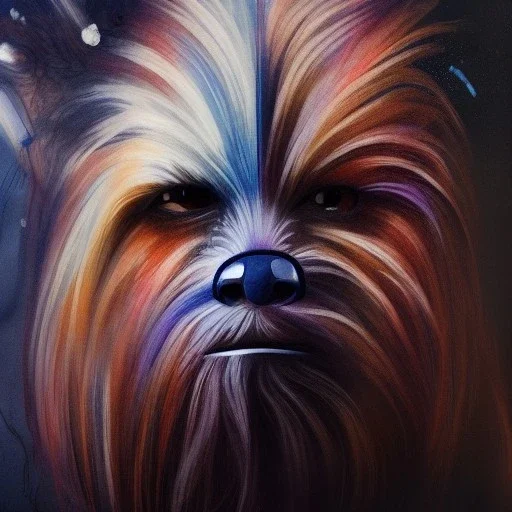 photorealistic and intricate portrait of chewbacca in star wars by Agnes Cecile, dark epic colors, hyperdetailed, 32K, oil on canvas,